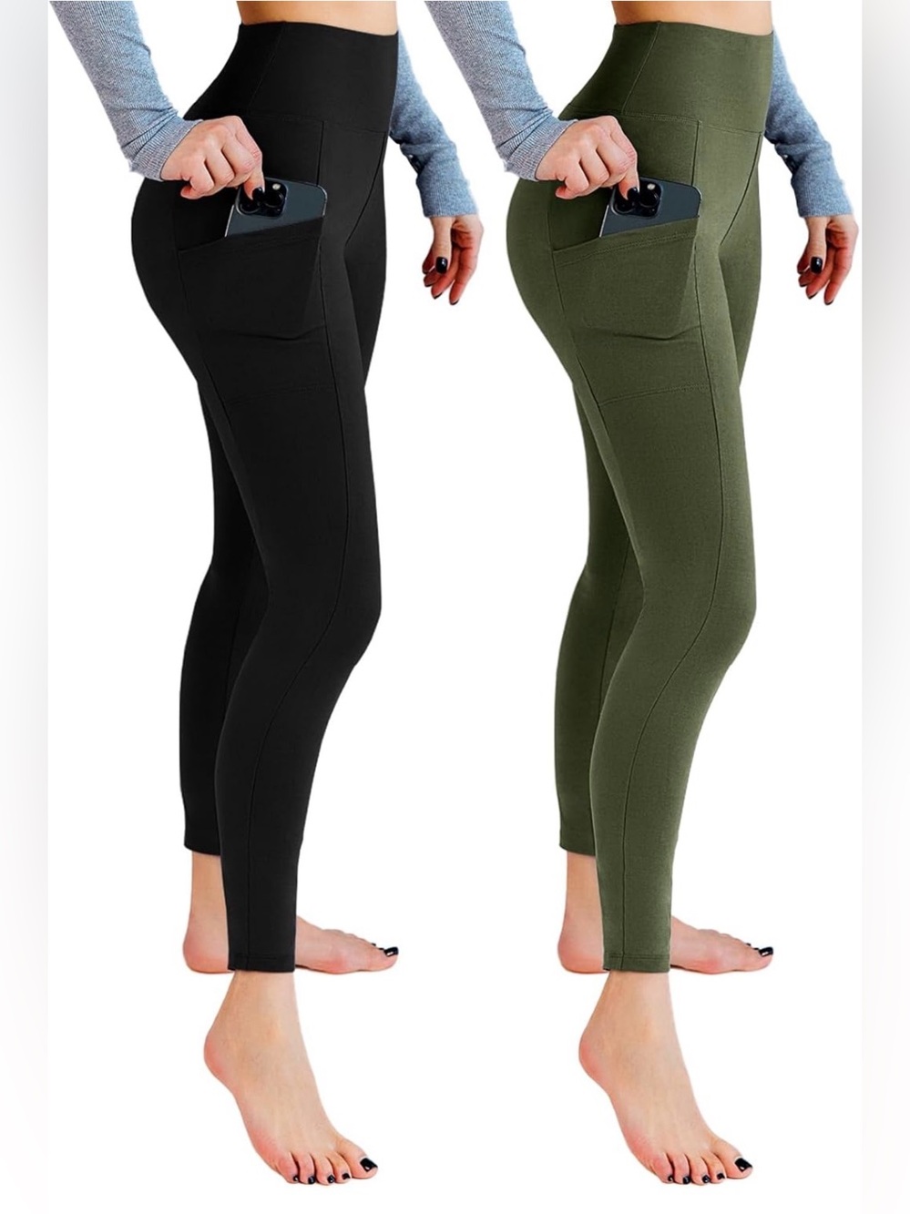 Leafigure 2 Pack High Waist Leggings w/ Pockets New